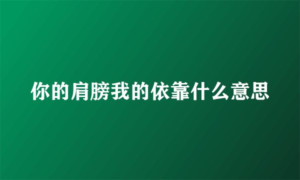 你的肩膀我的依靠什么意思