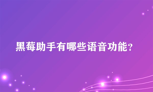 黑莓助手有哪些语音功能？