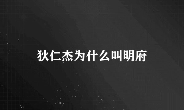 狄仁杰为什么叫明府
