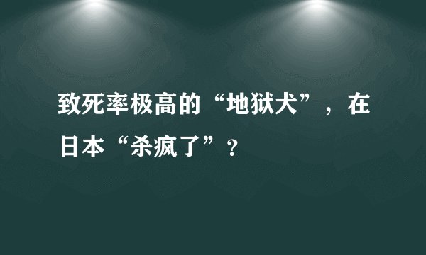 致死率极高的“地狱犬”，在日本“杀疯了”？