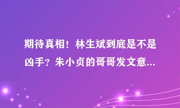 期待真相！林生斌到底是不是凶手？朱小贞的哥哥发文意有所指！