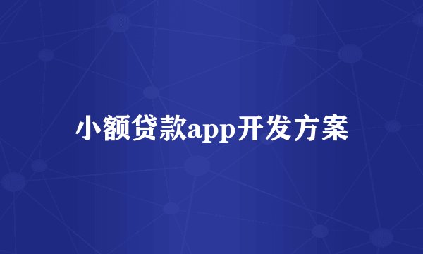 小额贷款app开发方案