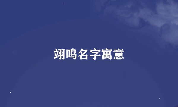 翊鸣名字寓意