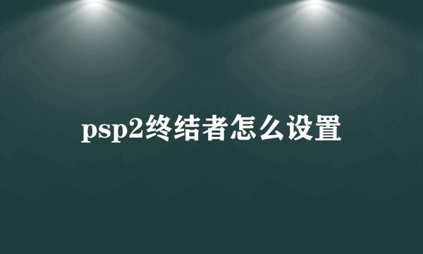 psp2终结者怎么设置