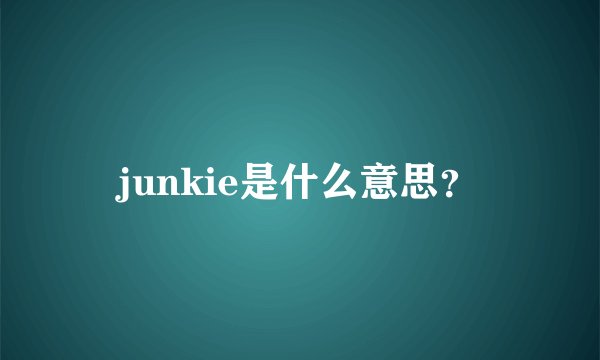 junkie是什么意思？