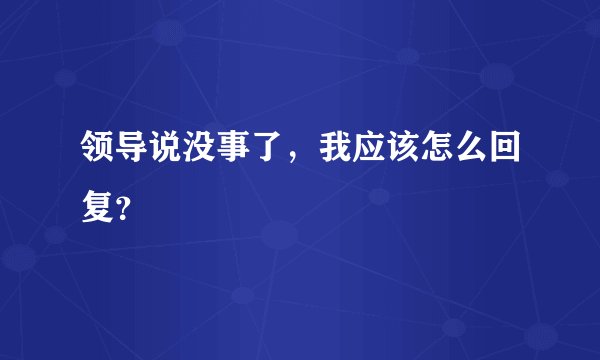领导说没事了，我应该怎么回复？