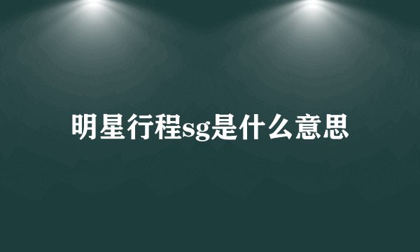 明星行程sg是什么意思