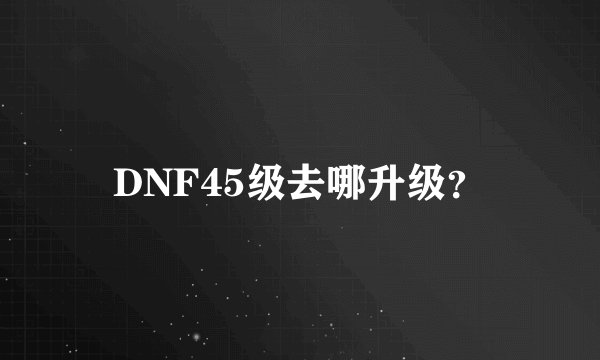 DNF45级去哪升级？