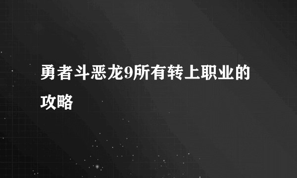 勇者斗恶龙9所有转上职业的攻略