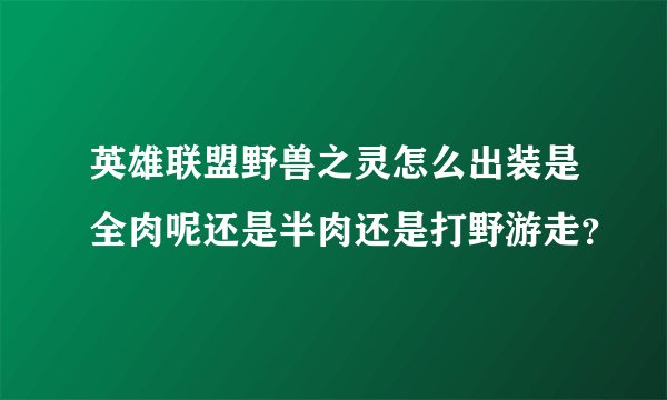 英雄联盟野兽之灵怎么出装是全肉呢还是半肉还是打野游走？