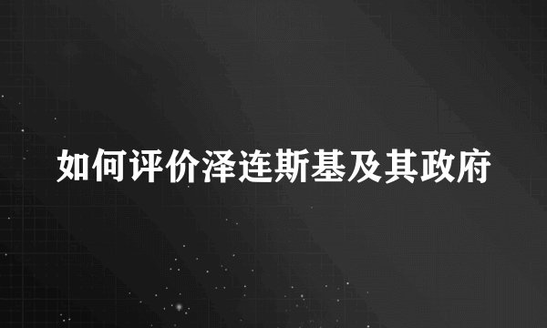 如何评价泽连斯基及其政府