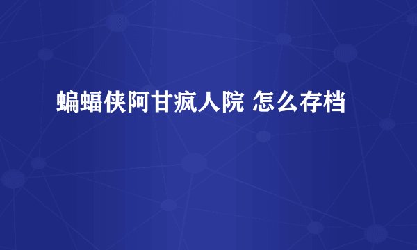 蝙蝠侠阿甘疯人院 怎么存档
