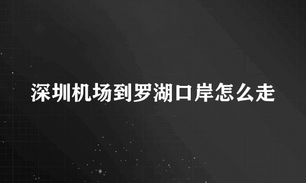 深圳机场到罗湖口岸怎么走