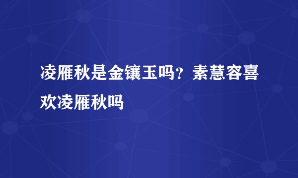 凌雁秋是金镶玉吗？素慧容喜欢凌雁秋吗