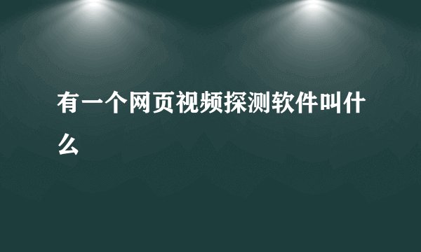 有一个网页视频探测软件叫什么