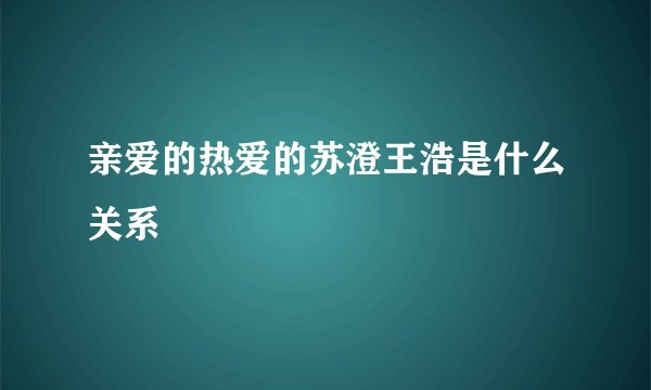 亲爱的热爱的苏澄王浩是什么关系