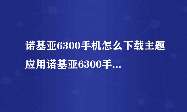诺基亚6300手机怎么下载主题应用诺基亚6300手机怎么下载主题应用商店