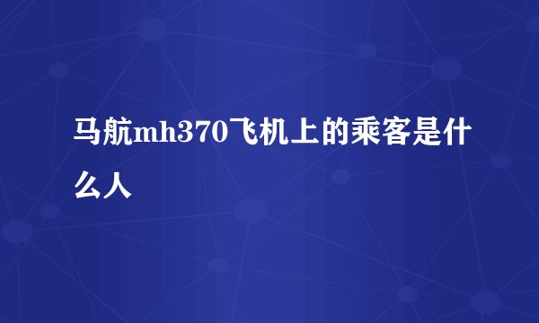 马航mh370飞机上的乘客是什么人