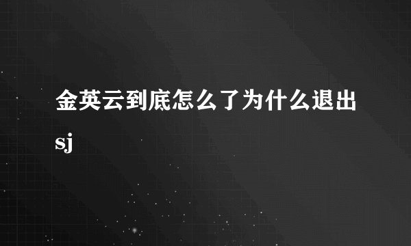 金英云到底怎么了为什么退出sj