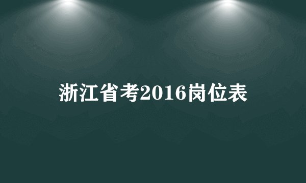 浙江省考2016岗位表