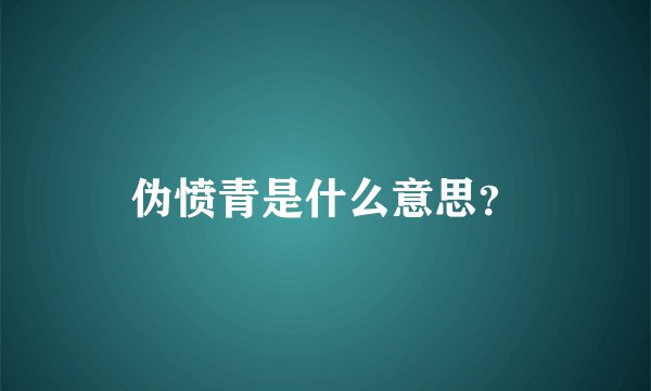 伪愤青是什么意思？