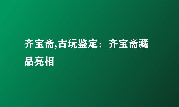 齐宝斋,古玩鉴定：齐宝斋藏品亮相