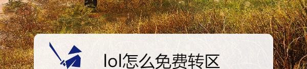 lol怎么免费转区