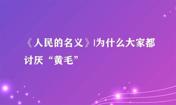 《人民的名义》|为什么大家都讨厌“黄毛”