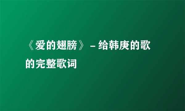《爱的翅膀》－给韩庚的歌 的完整歌词