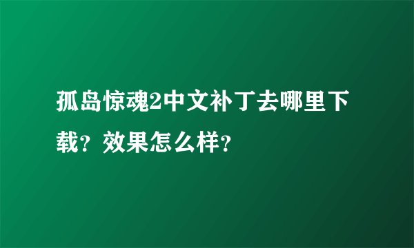 孤岛惊魂2中文补丁去哪里下载？效果怎么样？