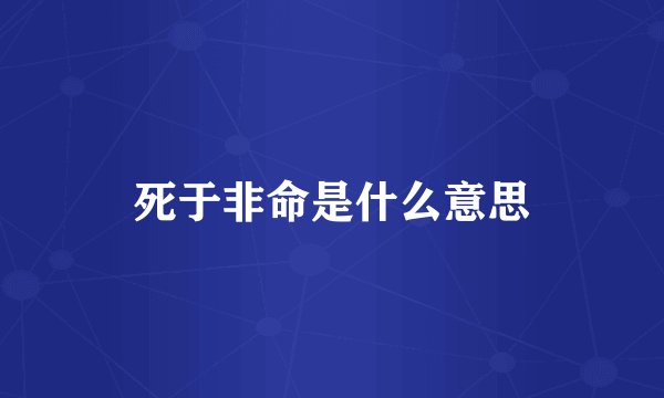 死于非命是什么意思