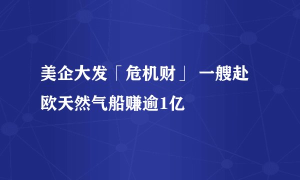 美企大发「危机财」 一艘赴欧天然气船赚逾1亿