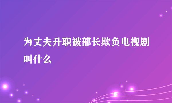 为丈夫升职被部长欺负电视剧叫什么