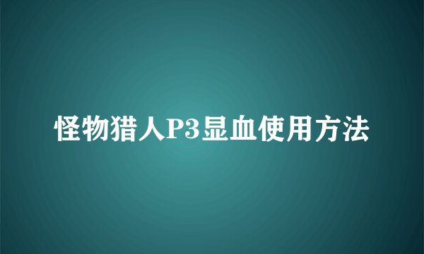 怪物猎人P3显血使用方法