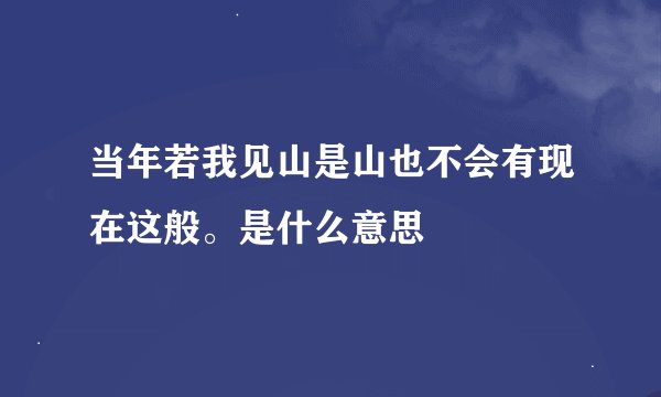 当年若我见山是山也不会有现在这般。是什么意思
