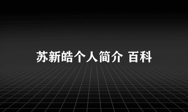 苏新皓个人简介 百科
