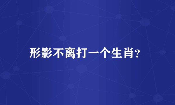 形影不离打一个生肖？