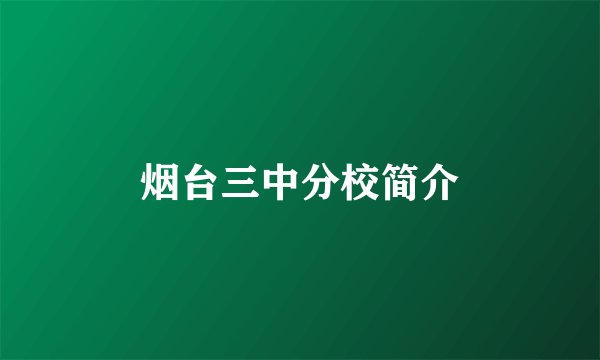 烟台三中分校简介