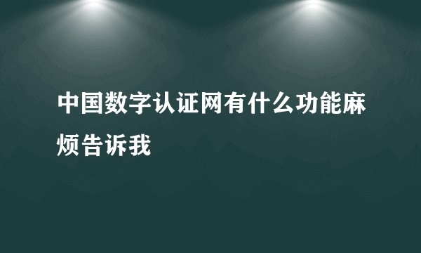 中国数字认证网有什么功能麻烦告诉我
