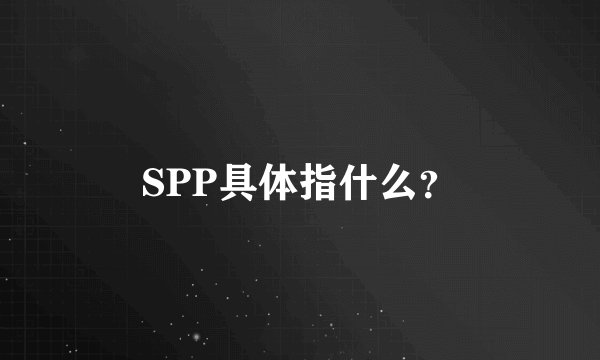 SPP具体指什么？