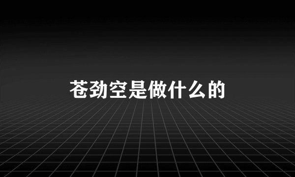 苍劲空是做什么的