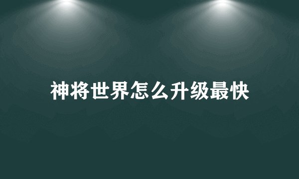 神将世界怎么升级最快