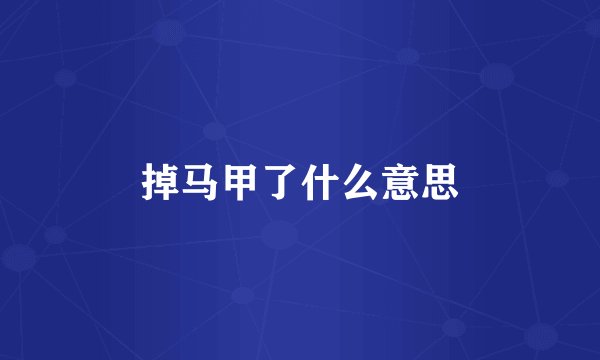 掉马甲了什么意思