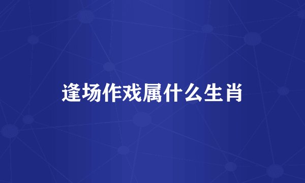 逢场作戏属什么生肖