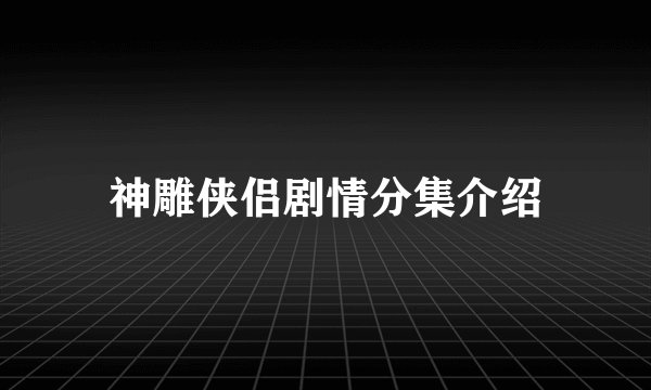 神雕侠侣剧情分集介绍