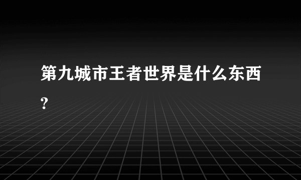 第九城市王者世界是什么东西?
