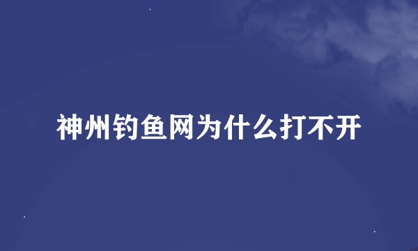 神州钓鱼网为什么打不开