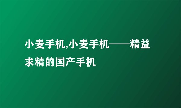 小麦手机,小麦手机——精益求精的国产手机