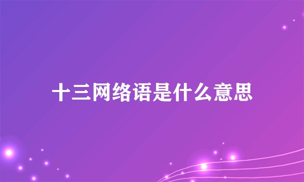 十三网络语是什么意思
