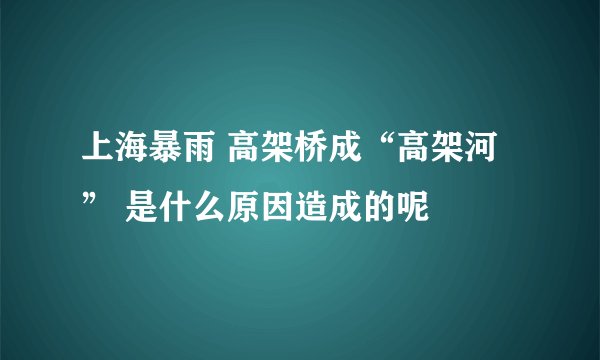 上海暴雨 高架桥成“高架河” 是什么原因造成的呢